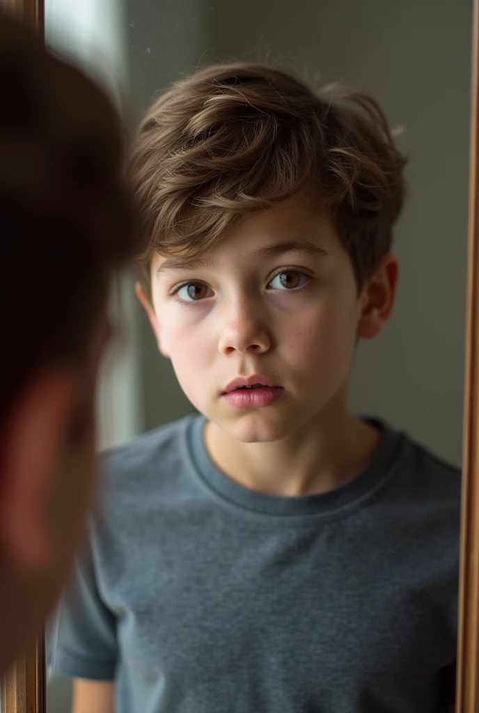 a boy looking in a mirror