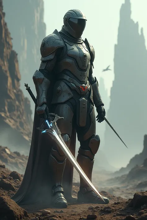 A knight from an epic post-apocalyptic future in space 