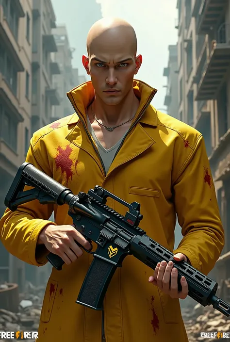 Saitama in a bloody yellow suit、Free Fire&#39;s evolved weapon MP40 Cobra 