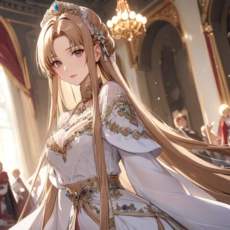 ((highest quality)), ((masterpiece)), (detailed), （perfect face）、the woman is yuuki asuna, a russian with light brown, medium-lo...