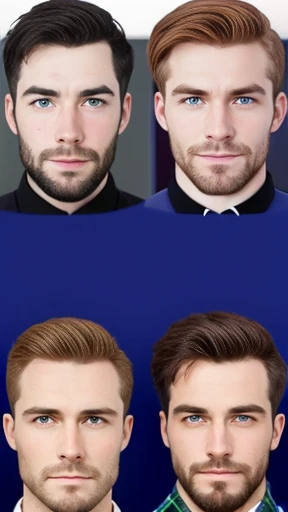 Make a group of Scottish Men gathered together focus on the face photo with color