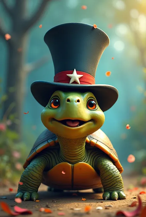 Create an image of a turtle with an animated presidential hat

