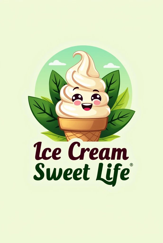 I want a logo about a stevia-based ice cream shop with the title Ice Cream "Sweet Life"