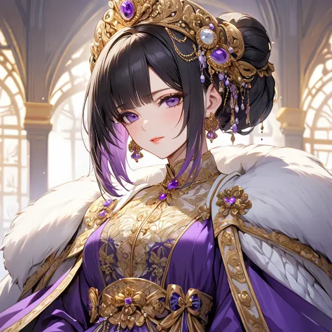 ((highest quality)), ((masterpiece)), (detailed), （perfect face）、the woman is shinobu kocho, a russian with black hair with purp...