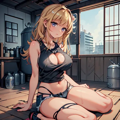 Anime Kawaii sexy Perfect Slim sensual body large breast and huge thighs, An intricate and highly detailed illustration of anime (Young girl)  (best qualityer, work of art) ((1 girl)), ((única Woman)), Woman, Thick, big cleavage, Jumpy, hot head, melhorar,...