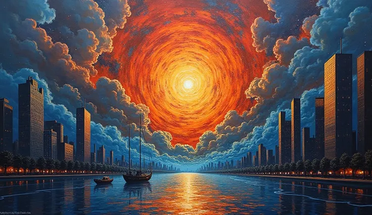 abstrato face in a city landscape, a photorealist painting by Mark English , [:anime line art:0.2], celestial and themed Heat and Thunder and Water, epic art , auto-destructive art, , abstrato