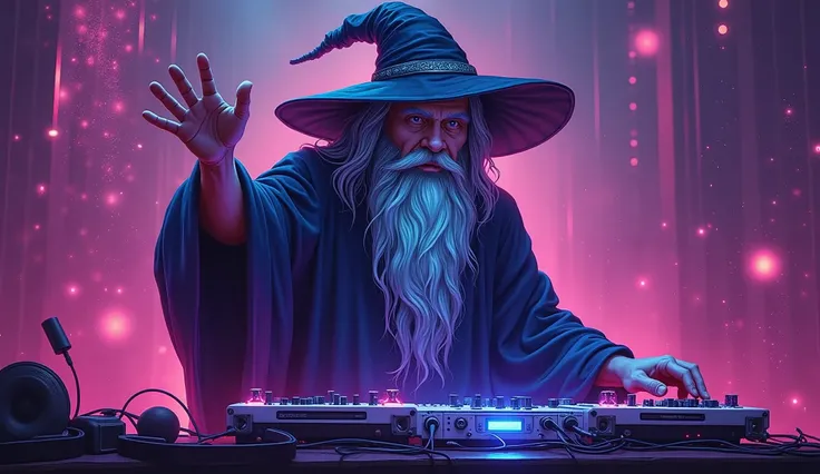 wizard, edm music, eletronic music show, illustration