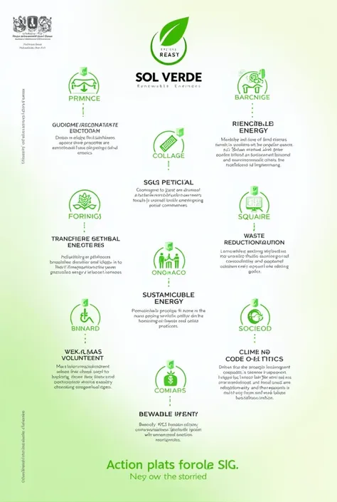 ESG Action Plan Suggestion for Fictitious Company Company: Sol Verde Renewable Energies (Small business)
segment: Energy 6 ESG Practices to Implement:
Social Practices:
 * Corporate Volunteering Program: Encourage employees to participate in social project...