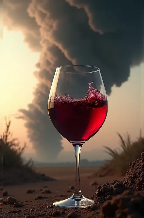 Create a promotional image when are a red wine glass and a tornado! The glass are decanter job