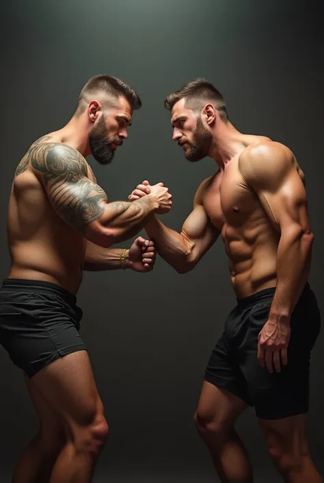 create two guys going arm wrestling