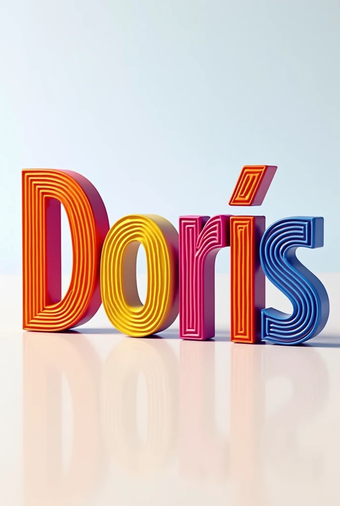 Make a picture of only artistic 3D letters that only says: “Doris” that is not in cursive letters and that is in Spanish and colorful