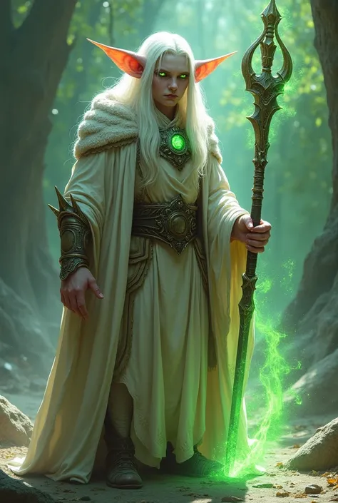 Big albino elf, with green-eyed magic weapons, 