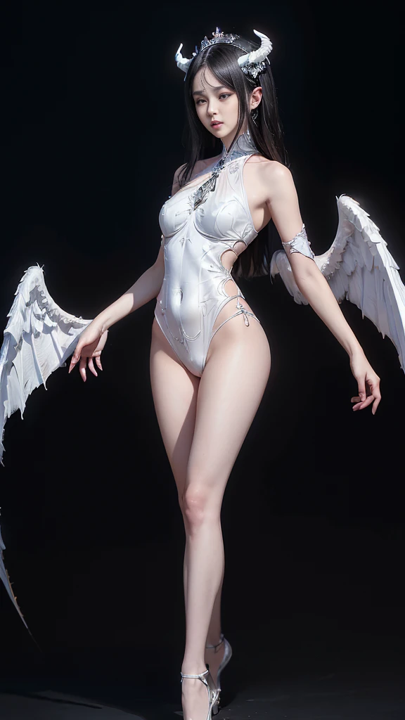 a gigantic rift, large breasts, breast augmentation, plump breasts, fully grown breast, emphasis on wings, wings on shoulder, an...