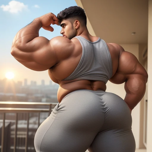 4 meter tall slightly overweight indian men. 20 years old. Childish Young hairless fresh face. In london with friend. Very sexy Posing for camera. Muscular. Wearing a henley and a tight gray sweat pants. Big ass. Smooth body and face. Belly seen. Long long...