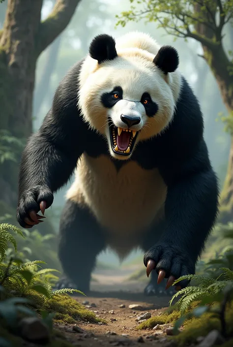 Crazy panda with saber tooth