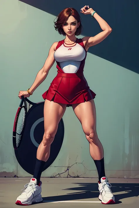 girl with dynamic pose revelde posing full body with a loose mechanic suit and tennis shoes