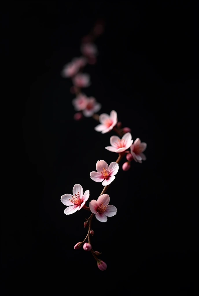 Cherry blossom branch on black background