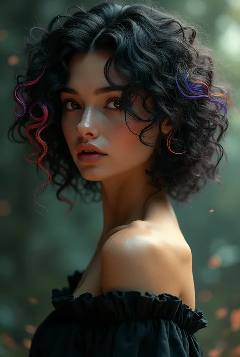 Create a female character, curly hair with highlights, Caucasian skin, and it would be 