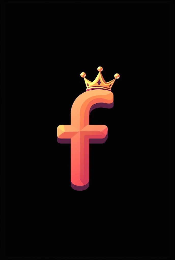 logo for youtube channel with the letter f with a crown, with black background