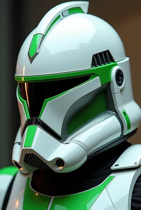 Star Wars Clone Trooper Helmet with Kamen Rider Helmet mixed together white base color with green highlights 