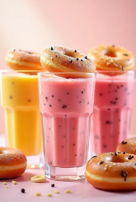 Simple smoothies with donut on top 