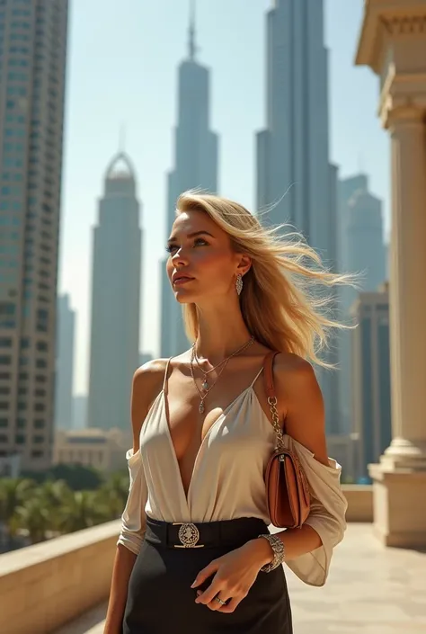 A blonde woman in Dubai