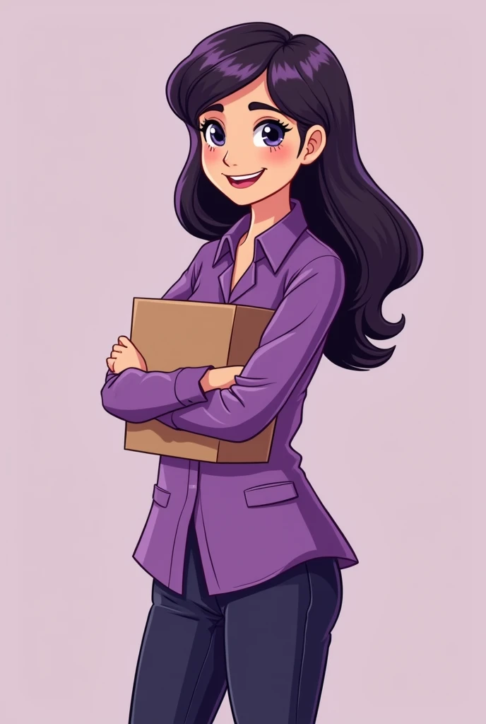 seller avatar dressed in purple in cartoon style