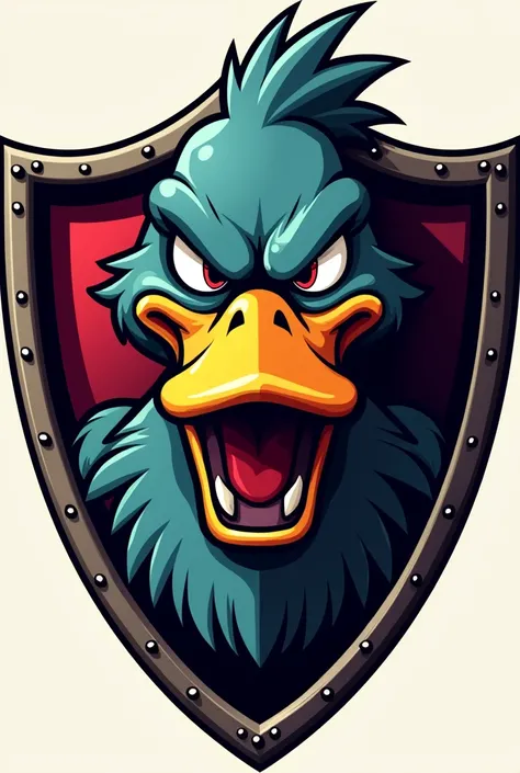 Logo with an angry duck inside a shield