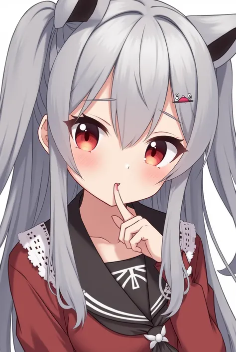 Gray Hair、long、Red Eye、Anime Style、beautiful girl