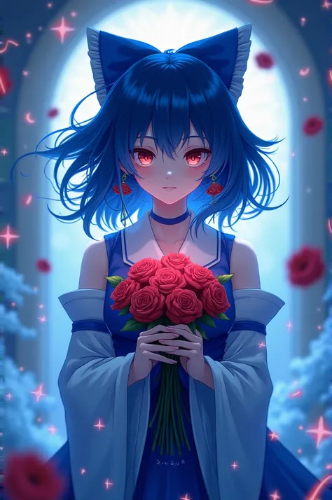 Blue Reimu with roses 