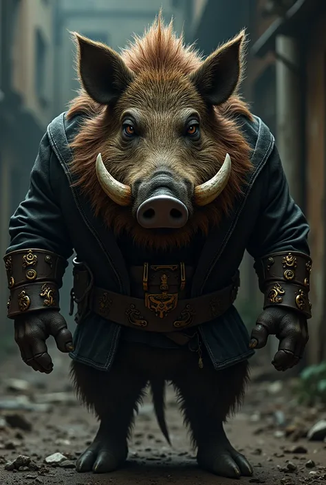 Wild boar dog in Dio Brando attire 