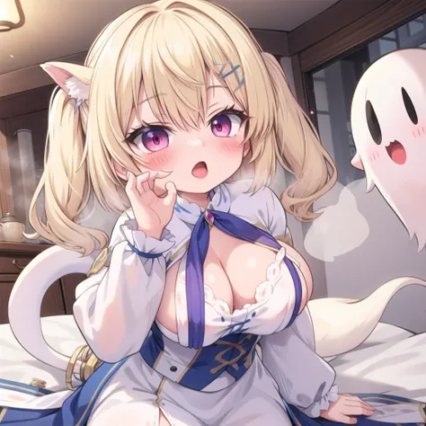 blonde，Double tail，Female ghost，loli，Large Breasts