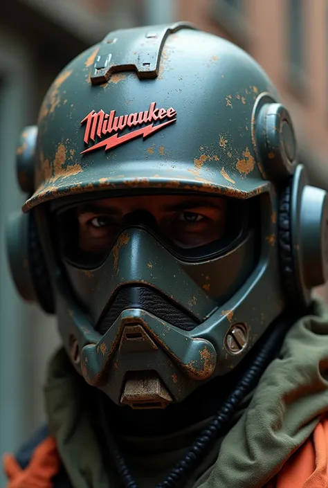 Create a military helmet image using a Milwaukee helmet 


