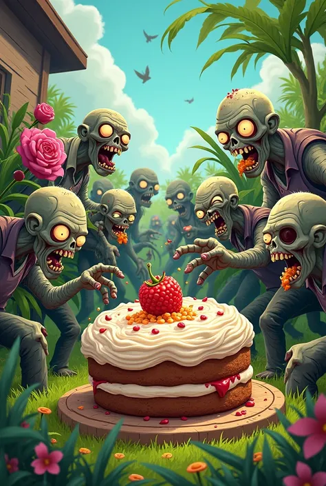 Plants vs zombie eating cake