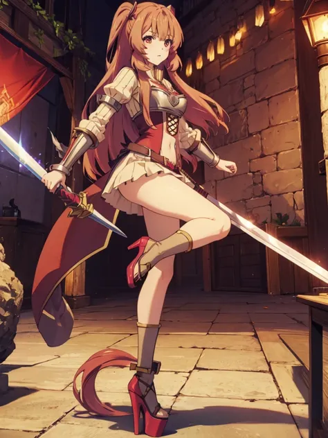 Raphtalia in sexy open platform high heels sword fighting  