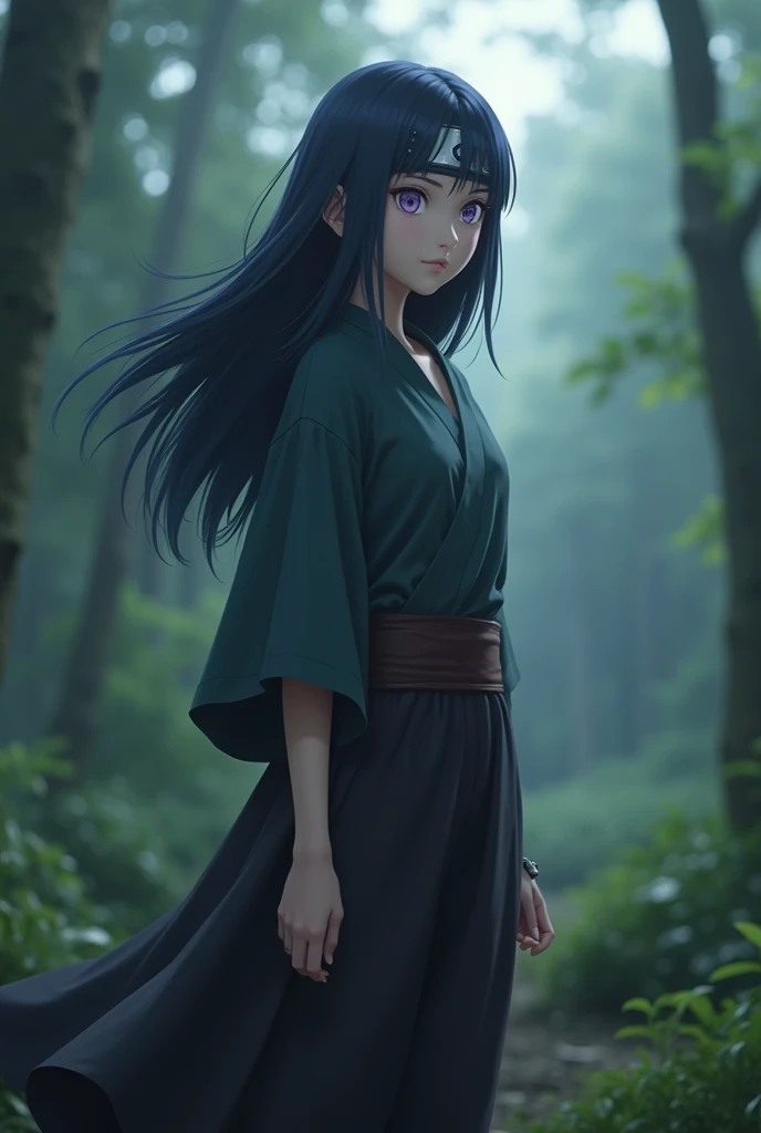 gerar imagem live action dark fantasy,hinata hyuga vida real 
 live action,actress Aoi Miyazaki light purple eyes real life,konoha,Roundabout by Hinata Hyuga,blue black hair,Bandana de Konoha,