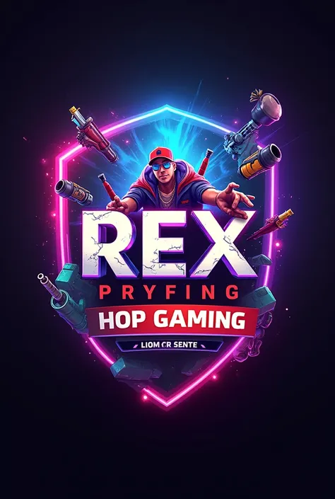 Please make me a logo that can be used as a profile picture on YouTube with a background image of Free Fire Hip Hop Bundle and REX Gaming written in the middle of the image and I need this logo.