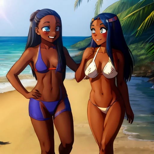 Naked nagatoro and Nessa on a beach