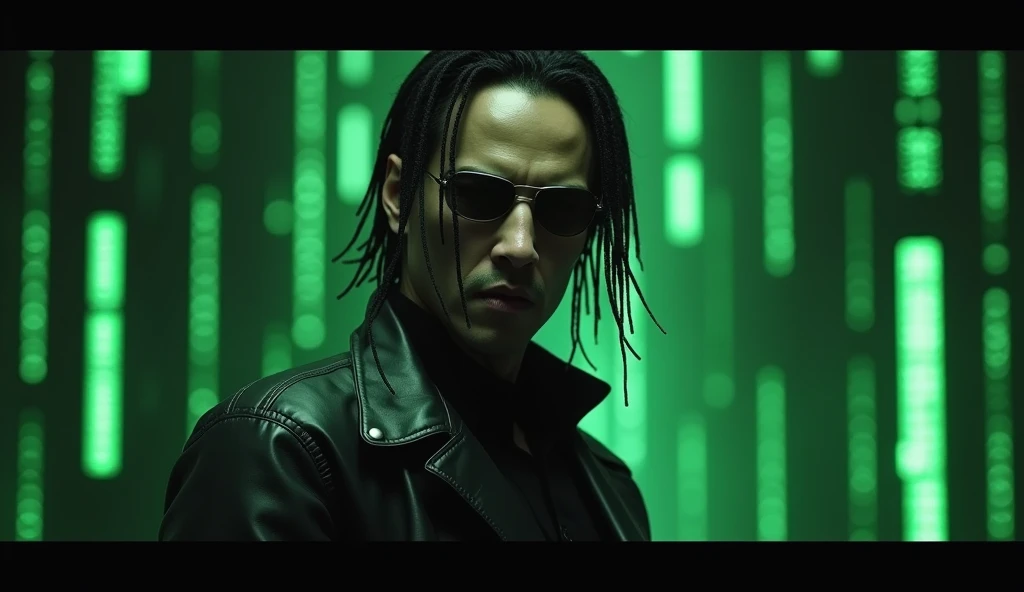 The Matrix，Keanu Levi，Movie Level，8k，Hyperrealism，Photography style，Movie special effects