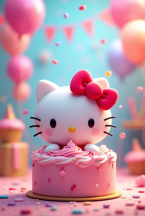 An image that says Estefani&#39;s birthday with a Hello Kitty background 