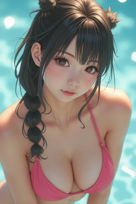 Jpop、Realistic photos、Focus on the face of a cute high school girl in a bikini