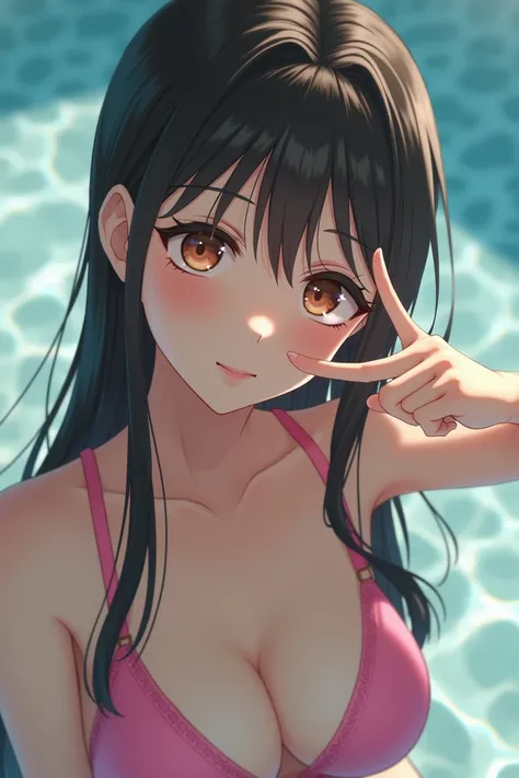 Jpop、Realistic photos、Focus on the face of a cute high school girl in a bikini