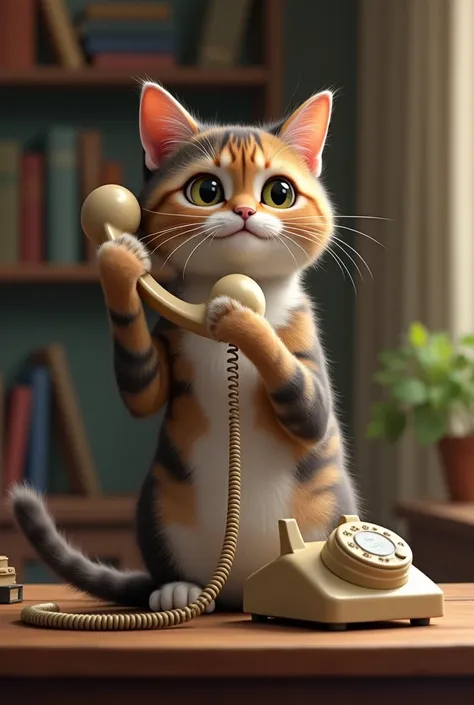 Cat talking on the phone 