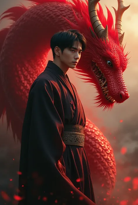 Kim Seokjin with a red dragon