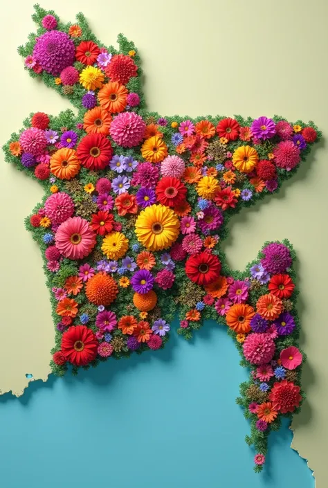 The map of Bangladesh will be filled with colorful flowers