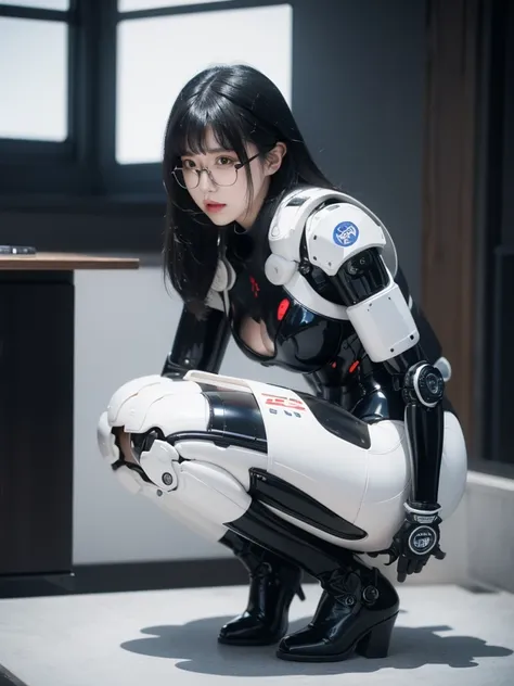 masterpiece, Highest quality, Very detailed, (8k, 4K, Highest quality, High resolution, 超High resolution:1.1), (Tabletop, Realistic, Photorealistic:1.1)Japanese anドロイド woman,Plump ,Control panel,Activation,Android,Mechanical Hand,Robotic arms and legs, Bla...