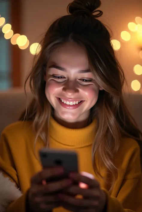 Girl smiling after looking at the phone