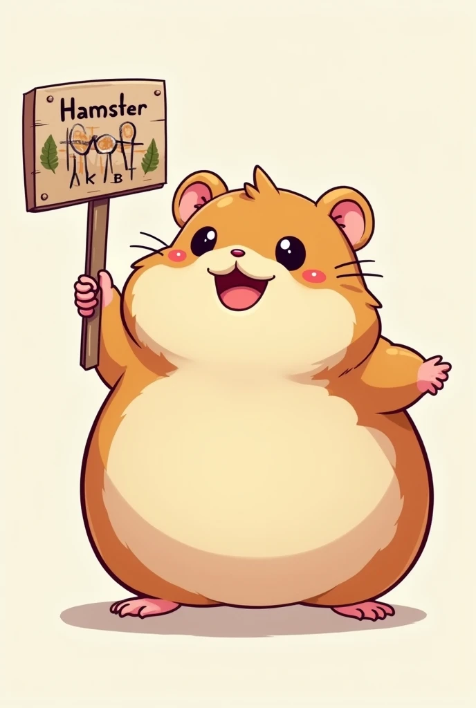 I want to create a cartoon hamster without exposed legs and with the word Hamster Kombat Keys on its belly and holding a sign t.me/airdropvietnamexe 