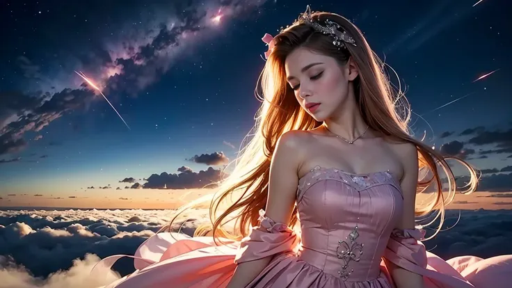 Sleep video, night, starry sky, sparkling, white clouds fairyland, dreamy romantic, dreamy atmosphere and drama, very magical and dreamy, dreamy scene, heaven pink, on the clouds, the sky is pink, heaven, white clouds fairyland, fantastic and dreamy atmosp...