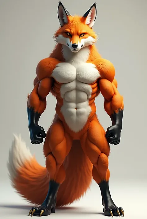 Furry fox No clothes Stand with legs spread apart.